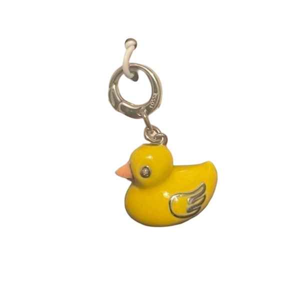 NEW!!! Classic Fossil Enameled Bracelet Pendant Charm Yellow Rubber Duck - Picture 2 of 5